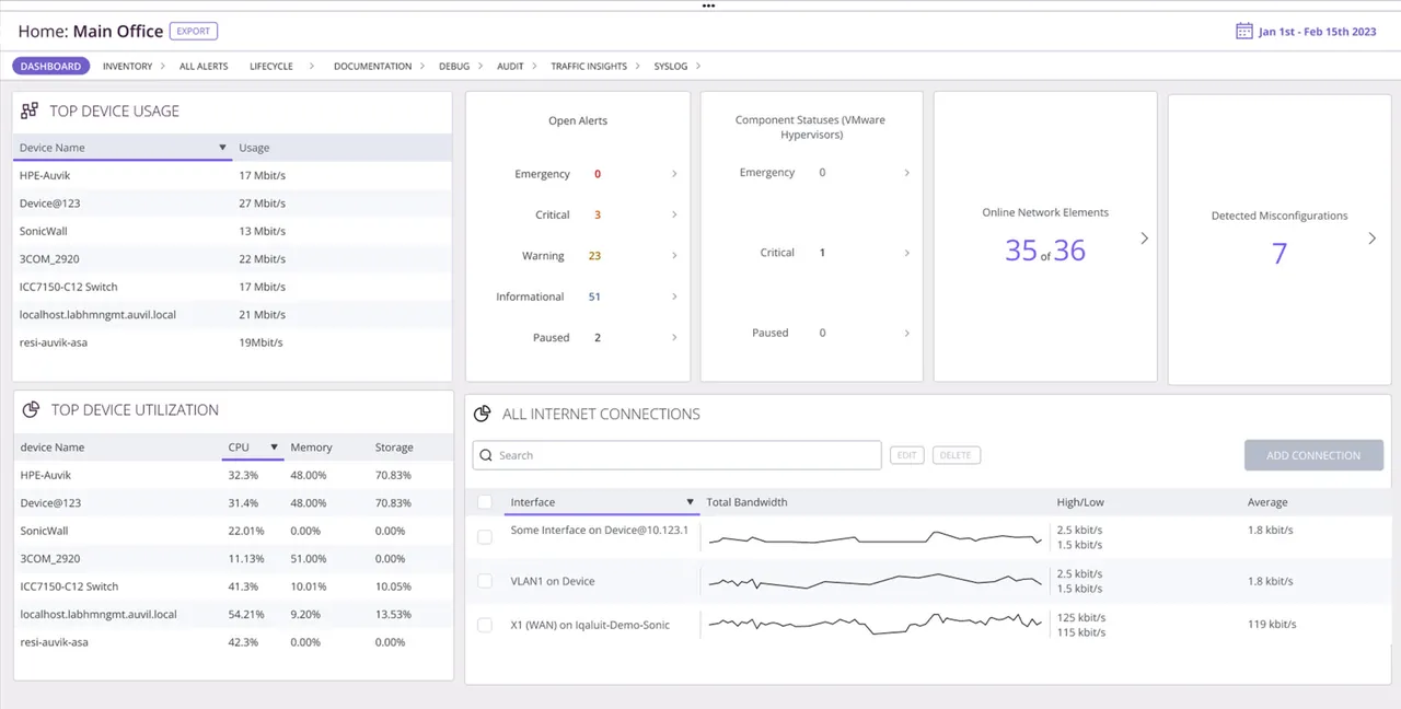 Auvik interface screenshot