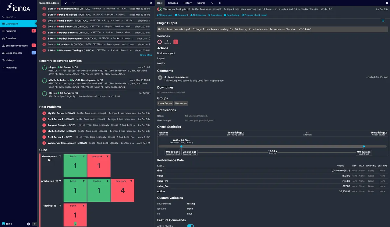 Icinga interface screenshot
