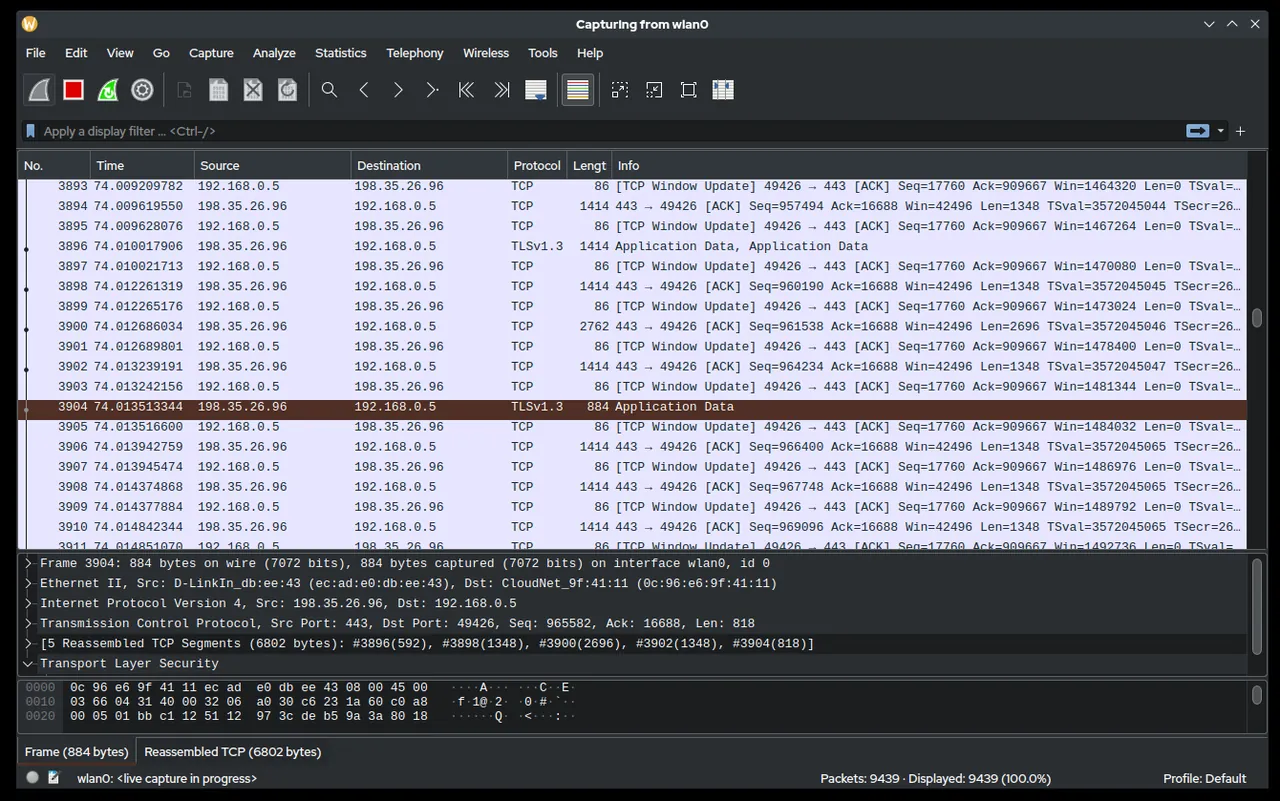 Wireshark interface screenshot